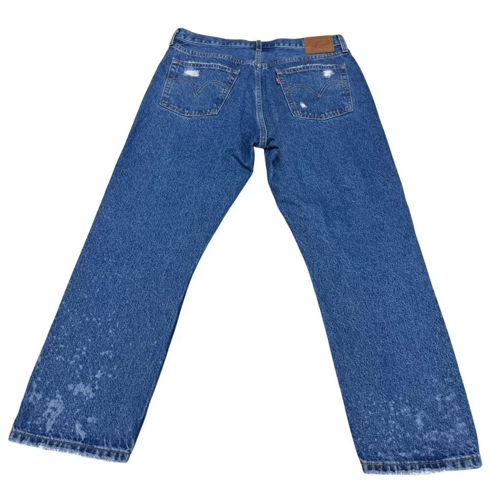 Levi's Premium 501 Womens Blue Jean Pants Distressed Button Fly, Size 31/26 NWT - Picture 2 of 13